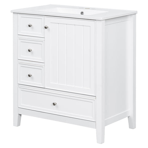Modern Bathroom Vanity With Sink, 1 Cabinet & 3 Drawers