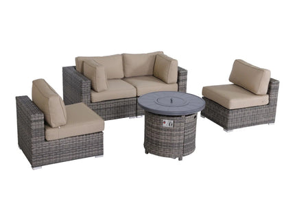Wicker Outdoor Lounge Set With Cushions And Fire Pit