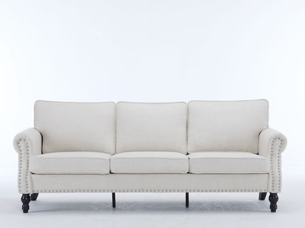 Rolled Arm Sofa With Nailhead Trim With Wooden Legs