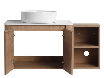 Wall Mounted Bathroom Vanity With Art Sink, 1 Storage Shelf, 2 Soft Close Doors