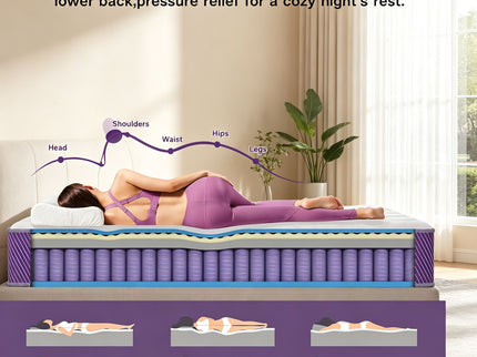 10" Hybrid Mattress With Individual Pocket Coils And Memory Foam