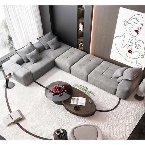 Modern Oversized, Modular Sectional Sofa With Pillows