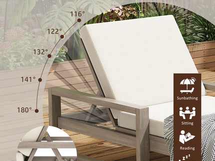 Outdoor Lounge Chairs, 5 Position Chaise Lounge With Adjustable Backrest (Set of 2) - Gray