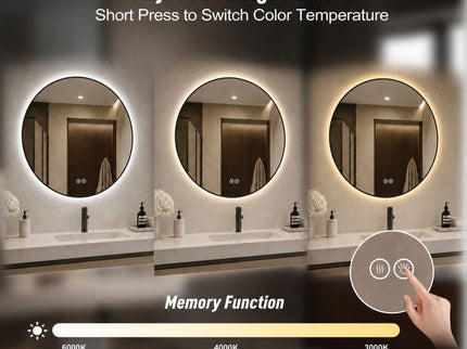 Round Framed Dimmable ED Bathroom Mirror With Anti Fog