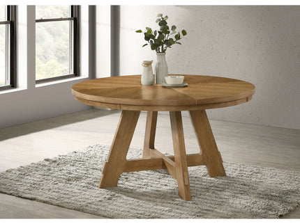 Kent - Round Dining Table - Brown Oak