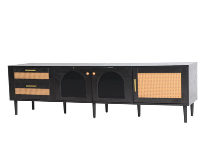 TV Stand With App-Controlled LED Lights, 2 Drawers & Door Storage