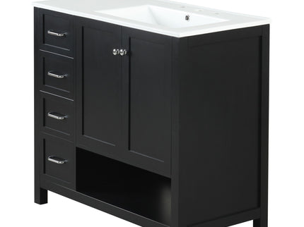Bathroom Vanity With Sink Top, Bathroom Vanity Cabinet With 2 Doors And 2 Drawers, Open Shelf