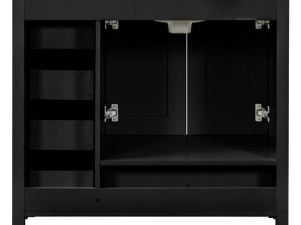 Bathroom Vanity With Ceramic Sink Combo, Abundant Storage Cabinet 2 Soft Close Doors And 5 Drawers