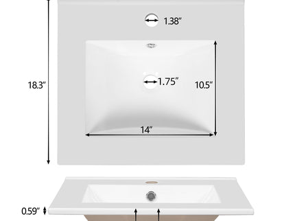 Bathroom Vanity With Ceramic Sink, Soft Close Drawers, Door Organizer, Divider Drawer, Adjustable Foot Pads