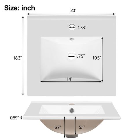 Bathroom Vanity With Ceramic Sink, Soft Close Drawers, Door Organizer, Divider Drawer, Adjustable Foot Pads
