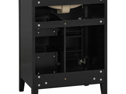 Bathroom Vanity With Sink, 3 Drawers & Cabinet With 2 Tier Door Storage Rack, Soft Close Doors & Drawers