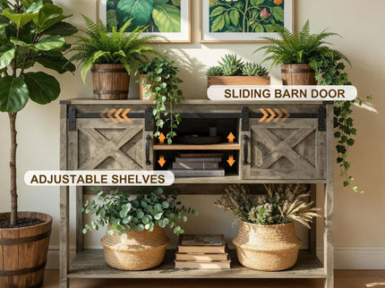 Farmhouse Entryway Table With Sliding Barn Door