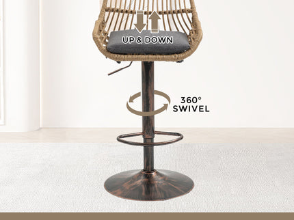 Modern Swivel Bar Stools Adjustable Counter Chairs With Footrest (Set of 2)