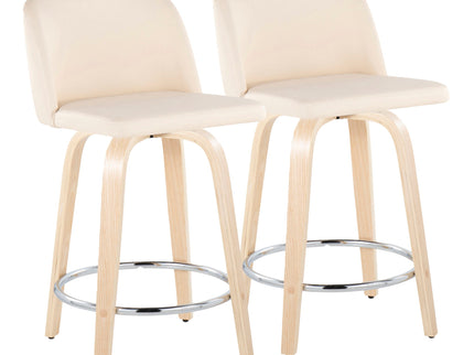 Toriano - Contemporary Fixed Height Counter Stool & Swivel And Round Footrest (Set of 2)