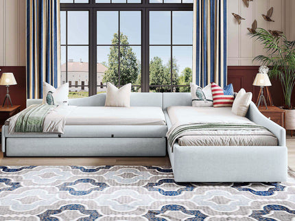 Upholstered Double Daybed With Trundle And Drawer
