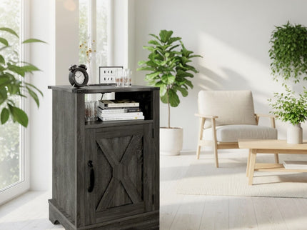 Farmhouse Nightstand, Charging Station & Storage