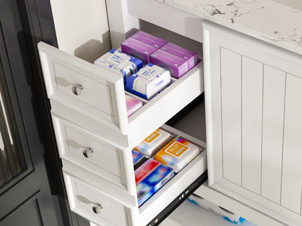 37" Bathroom Vanity, Multi Functional Cabinet With Doors And Drawers, Frame, Single Faucet Hole - White