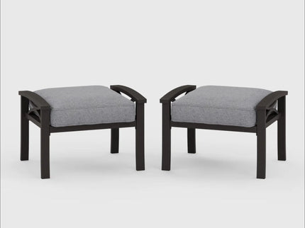 Modern All-Weather Ottomans With Cushions (Set of 2)
