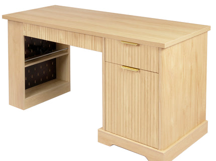 Modern Fluted Office Desk With Storage Cabinet