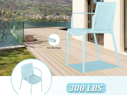 4 Modern Stackable Armchair Matched With Long Table