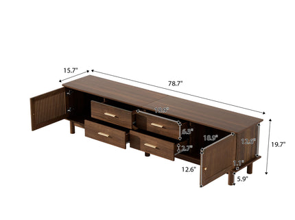 TV Stand For 85" TVs, 4 Smooth Glide Drawers - Walnut