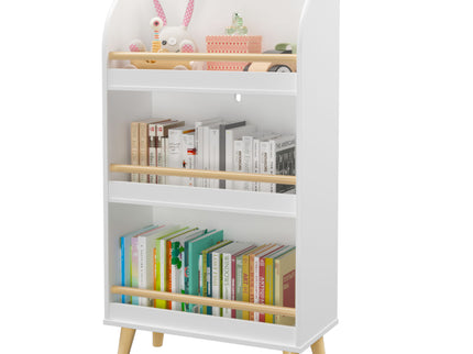 Bookshelf 3 Tier Book Organizer With Toy Storage - White