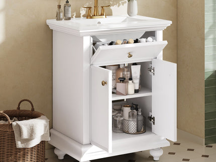 Modern Bathroom Vanity With Tip-Out Drawer And Soft-Close Hinges