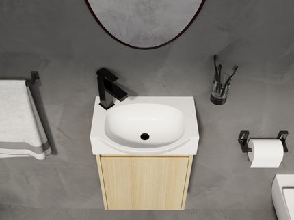 Modern Bathroom Vanity With Ceramic Basin, Wall Mounted Floating Sink Combo, Storage Cabinet