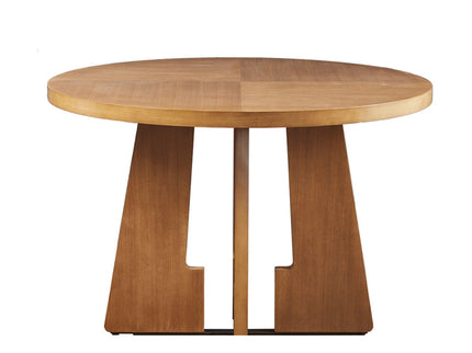 Round Dining Table With Pecan Wood Veneer - Walnut
