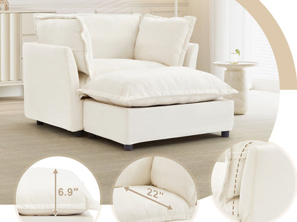 Modern Armchair Sofa With Movable Ottoman