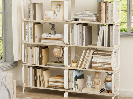 5 Tier Industrial Bookshelf, Tall Bookcase With Open Design, Vintage Storage Organizer