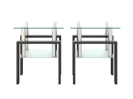 Modern Tempered Glass Tea Table, End Square Table For Living Room