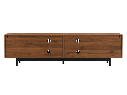 TV Stand, Media Console With 2 Drawers, Soft Closing Hinges, Adjustable Shelves, Slatted Design - Walnut
