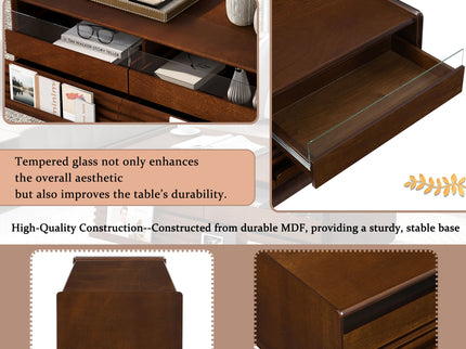 Modern Rectangle Coffee Table With 4 Drawers And 2 Display Shelves