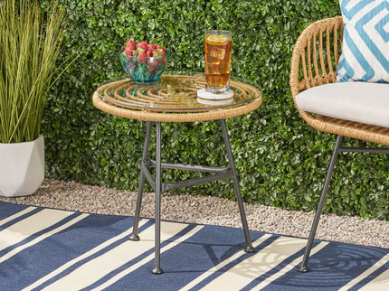 Petrichor - Outdoor Side Table With Tempered Glass And Steel Frame