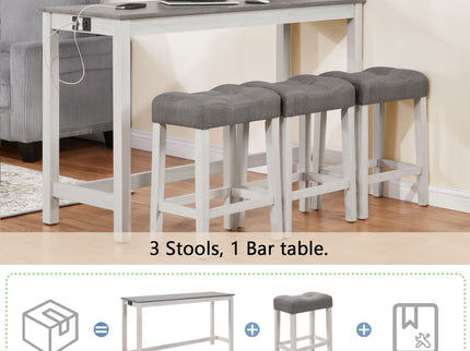 4 Piece Bar Table Set With Power Outlet