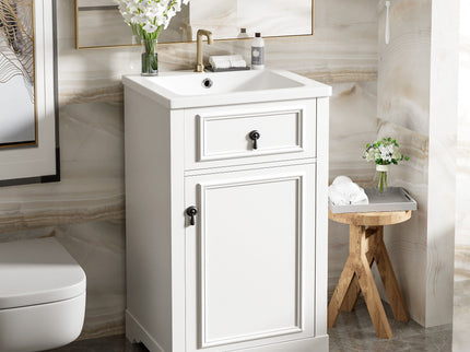 Elegant Bathroom Vanity With Ceramic Sink, Soft Close Door, Adjustable Shelf