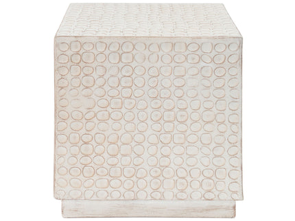 Chic Modern Mgo Cube Side Table With Fluted Design - Antique Brown