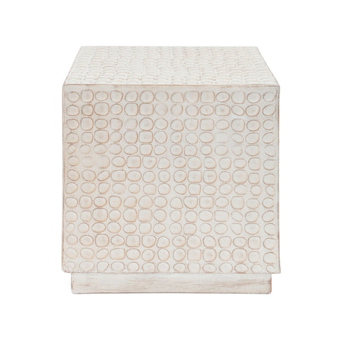 Chic Modern Mgo Cube Side Table With Fluted Design - Antique Brown