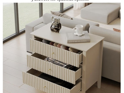 Fluted 3 Drawer Nightstand With Soft Close Slides