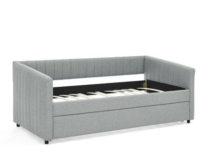 Upholstered Daybed With Trundle With Vertical Stripes