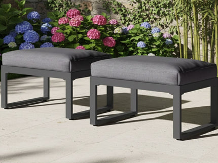 Patio All-Weather Ottomans With Thick Cushions (Set of 2)