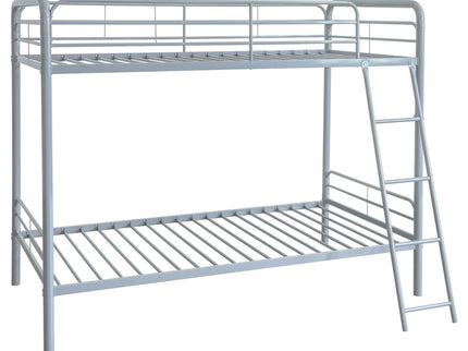 Long Beach - Twin Over Twin Bunk Bed With Built In Guardrails And Angled Ladder - Silver