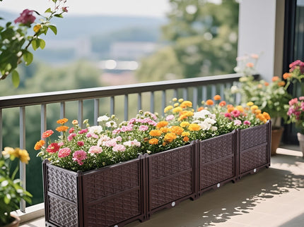 Indoor / Outdoor Rectangular Plastic Planting Box Kit For Vegetables, Herbs, Flowers & Succulents, Coffee, Polypropylene, 62.80" - Coffee