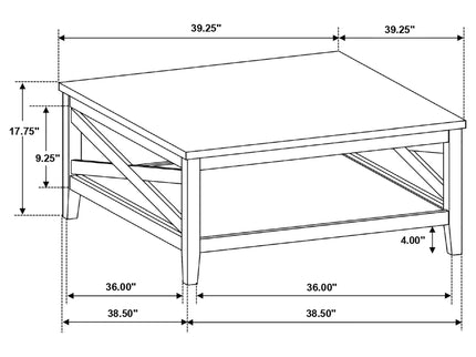 Evanston - Square Coffee Table With Shelf - White