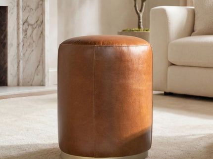 Nico - Round Ottoman Stool - Brown
