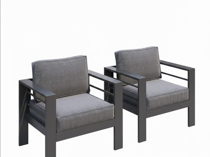 Patio Armchairs With Thick Cushions, All Weather (Set of 2) - Gray / Gray