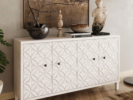 Accent Cabinet 4 Door Wooden Cabinet Sideboard Buffet Server Cabinet Storage Cabinet, For Living Room, Entryway, Hallway, Office, Kitchen And Dining Room - White Wash