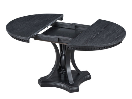 5 Piece Dining Set Extendable Round Table And 4 Chairs - Black / Oak