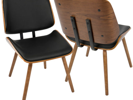 Lombardi - Mid-Century Modern Dining / Chair (Set of 2) - Walnut / Black